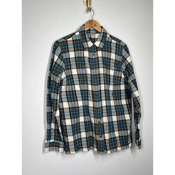 Duluth Trading Co Womens Plaid Flannel Button Front Shirt Large Cotton - Picture 3 of 4
